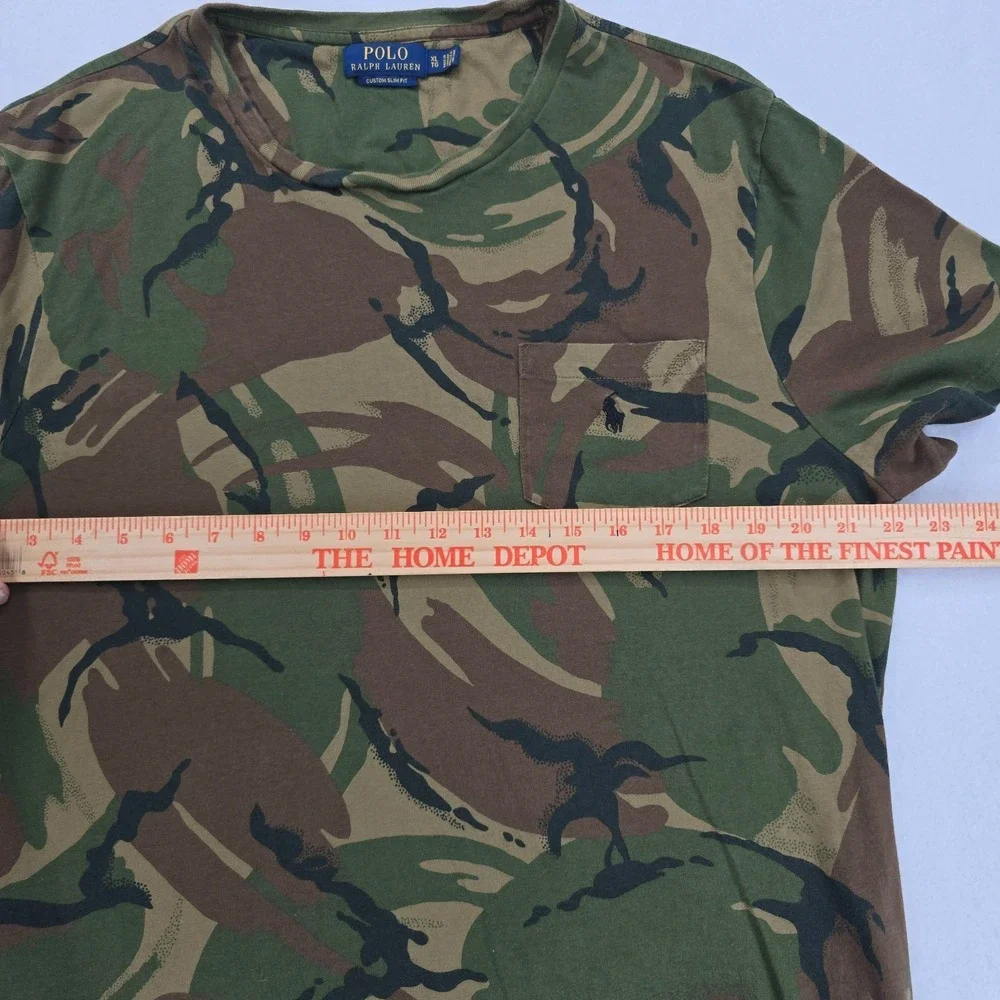 Polo Ralph Lauren Men's XL Green Surplus Camo Pocket T Shirt Custom Slim Fit